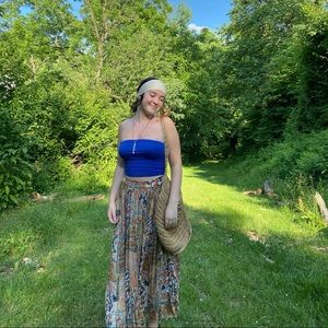 Jane Ashley Vintage Boho peasant pleats maxi skirt